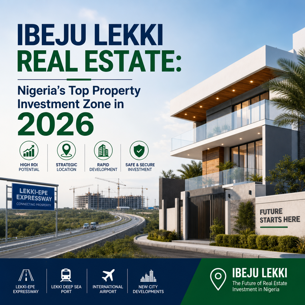Modern luxury real estate development in Ibeju Lekki, Nigeria, showing 2026 investment opportunities.