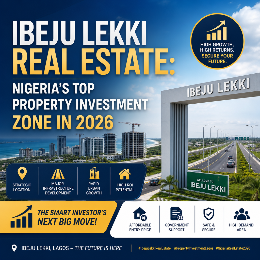 Illustration of Ibeju Lekki real estate growth, showing investment opportunities and new infrastructure in Lagos.