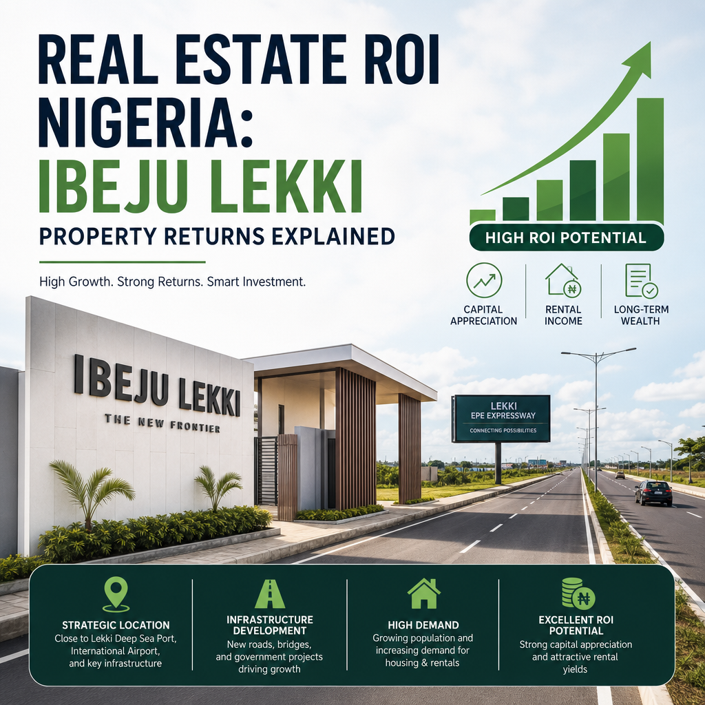 Chart showing real estate ROI in Ibeju Lekki, Nigeria, with rising property returns and investment growth.